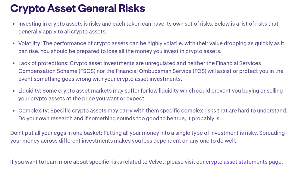 Example of disclaimer from the Kraken website. Source: Kraken