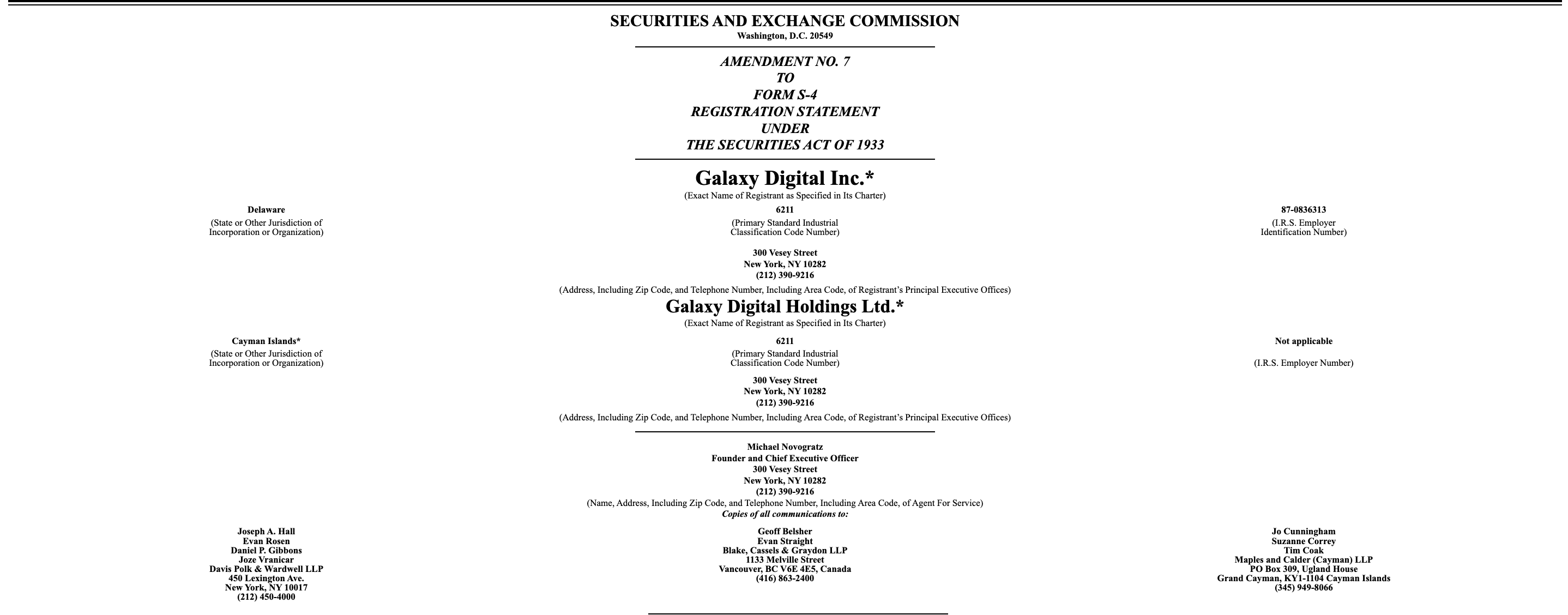 Galaxy Digital SEC form S-4. Source: SEC