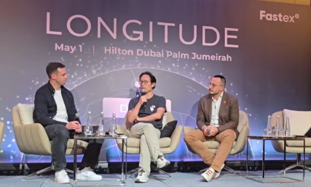Yat Siu and Sergej Kunz at Cointelegraph's LONGITUDE. Source: Cointelegraph