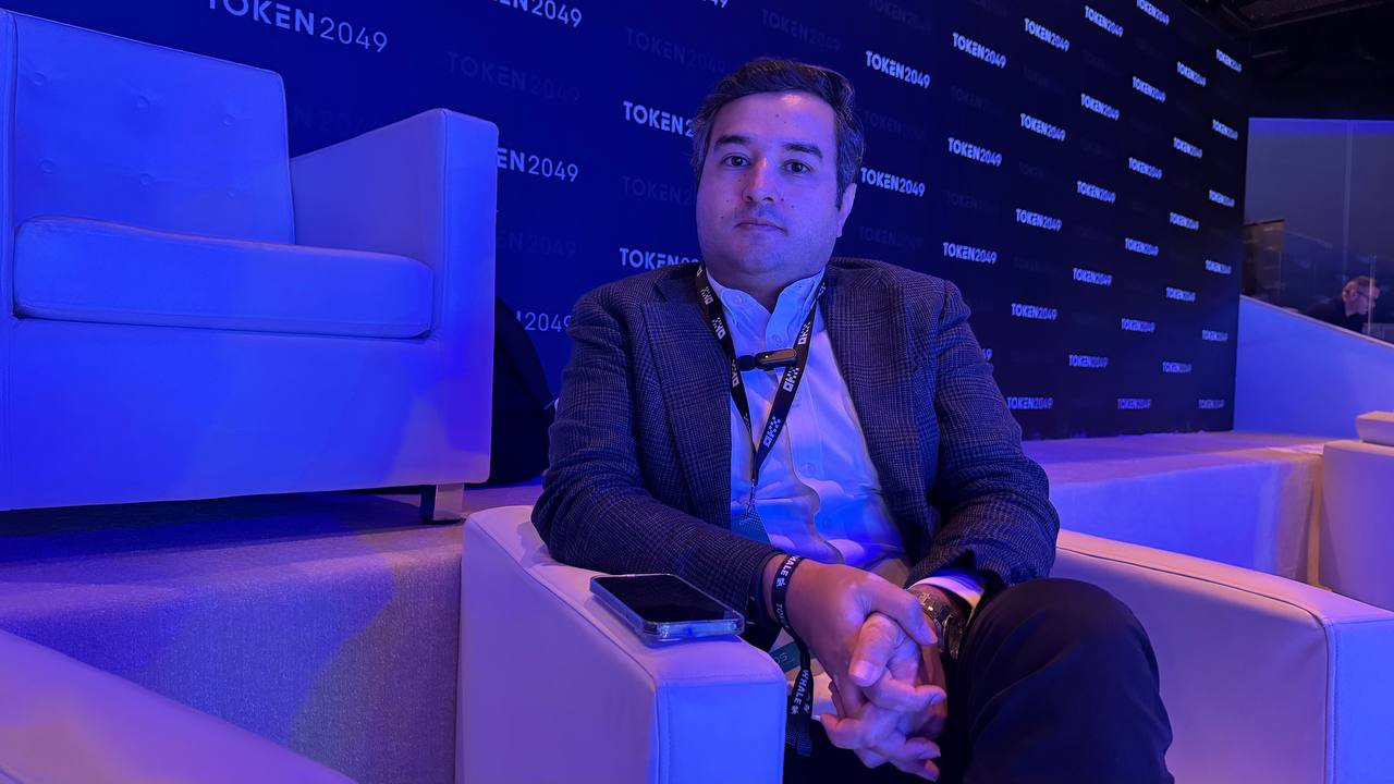 OKX MENA CEO Rifad Mahasneh at the Token2049 media lounge. Source: Cointelegraph