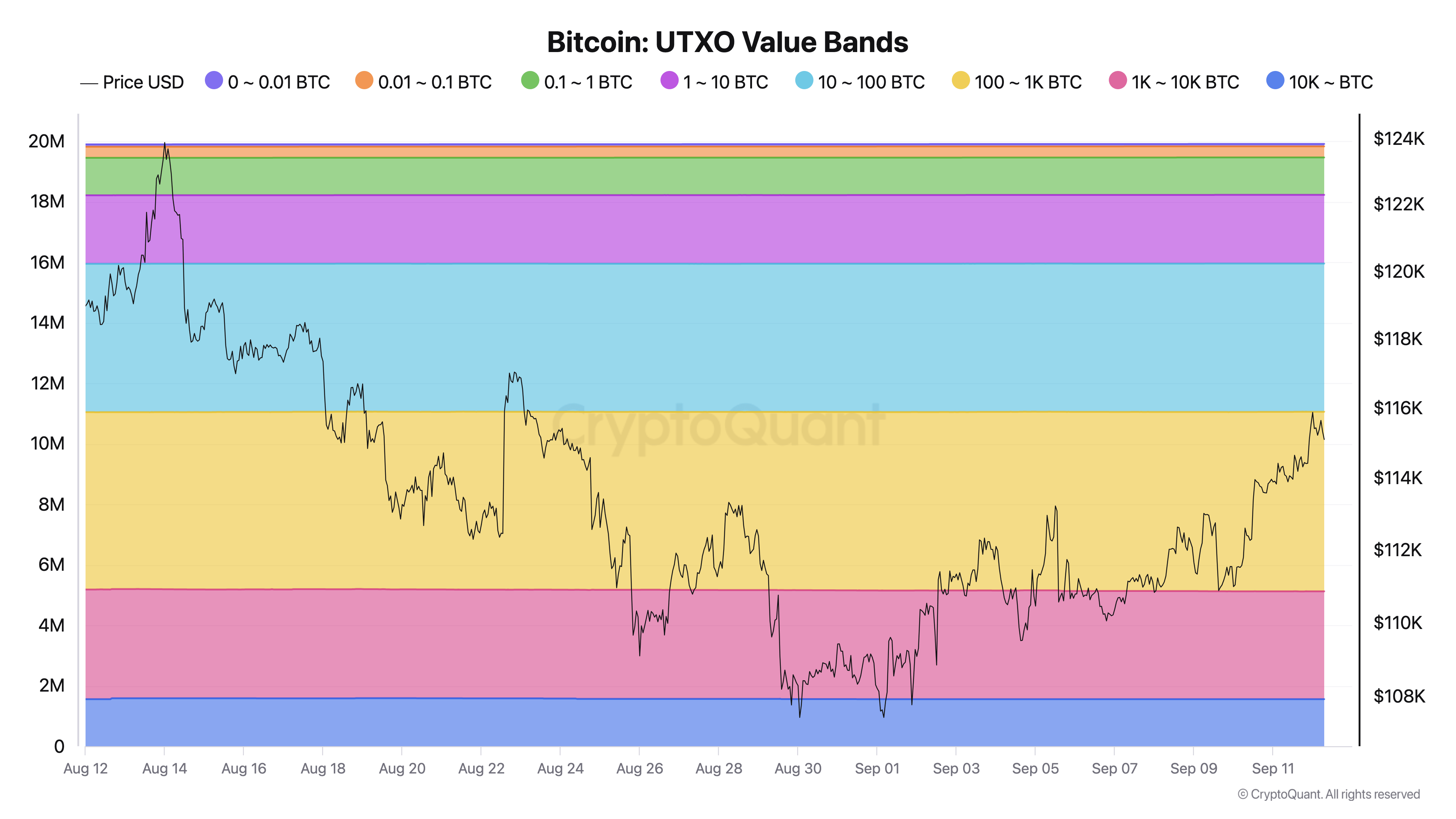 Bitcoin UTXOs by value. Source: CryptoQuant