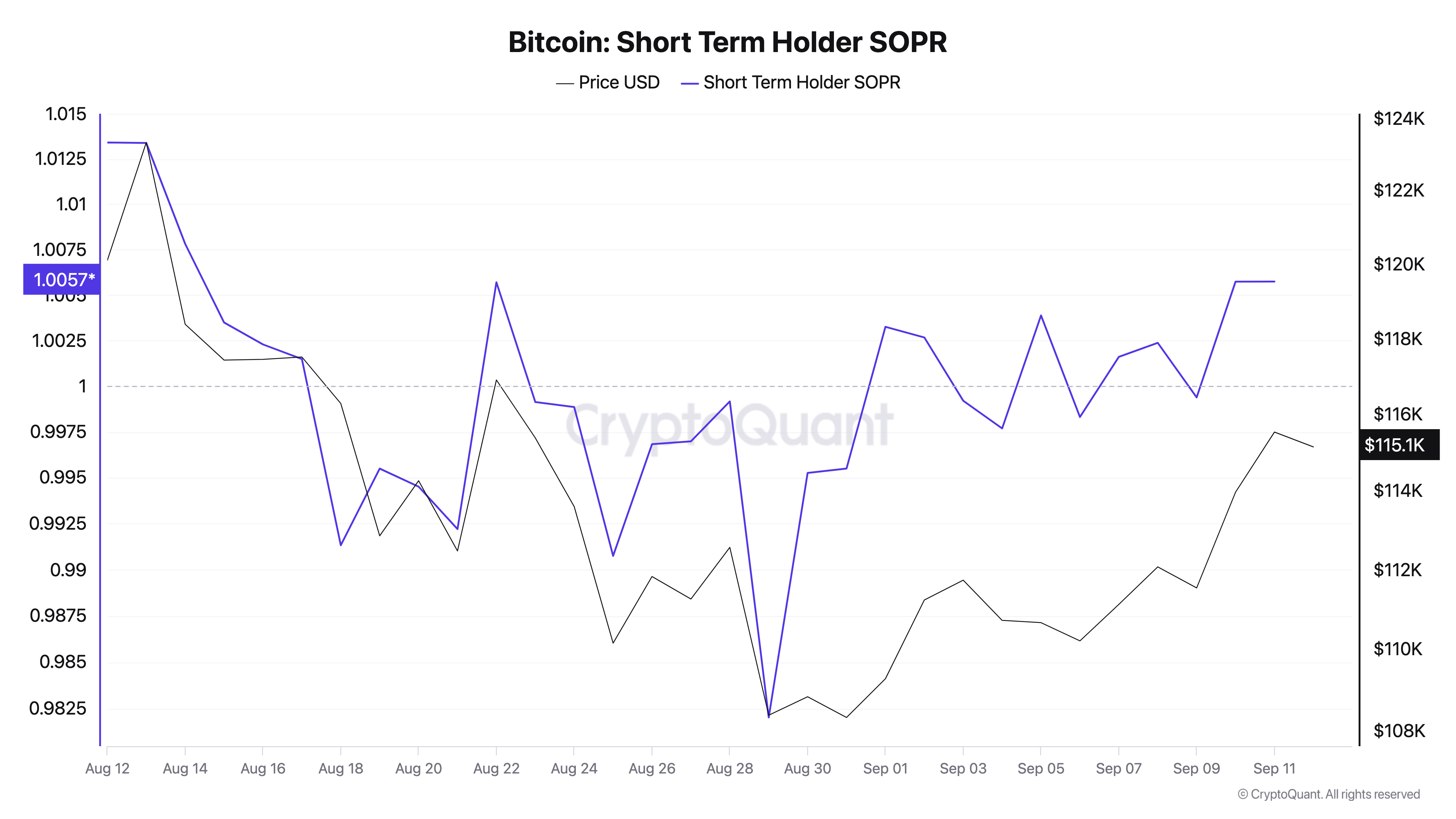 Bitcoin STH-SOPR. Source: CryptoQuant