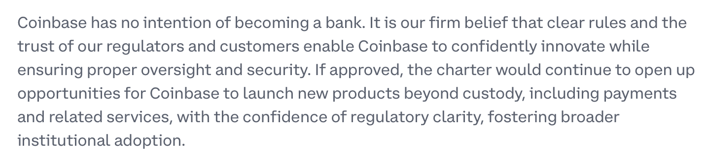 Excerpt from Coinbase's announcement. Source: Coinbase