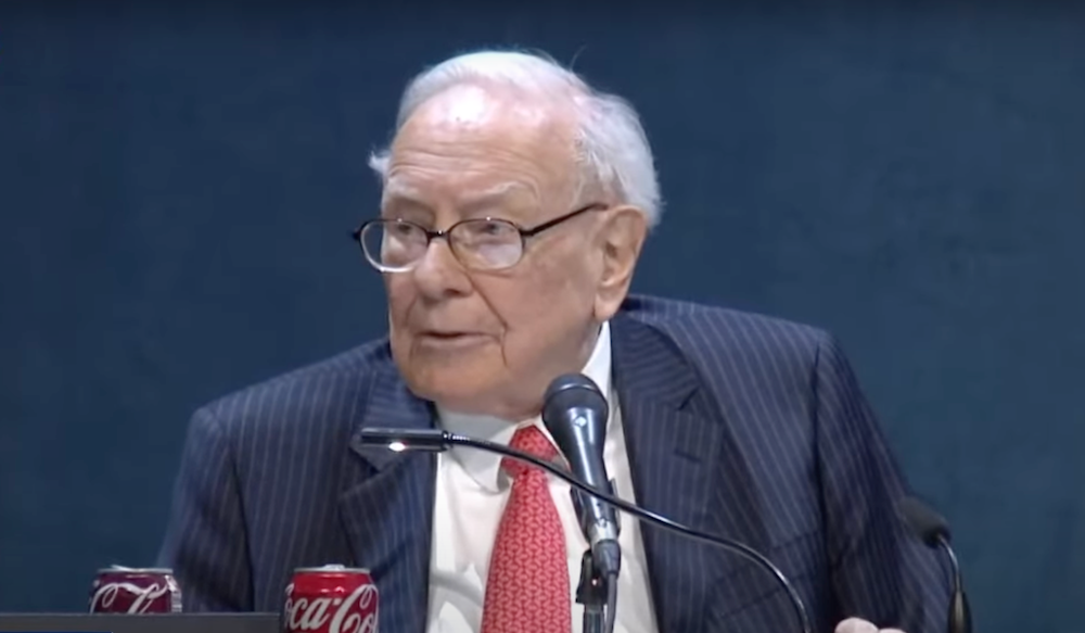 Buffett speaking at the Berkshire Hathaway annual shareholder conference. Source: CNBC