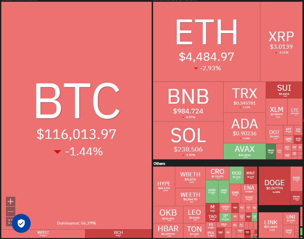 Crypto market data daily view. Source: Coin360