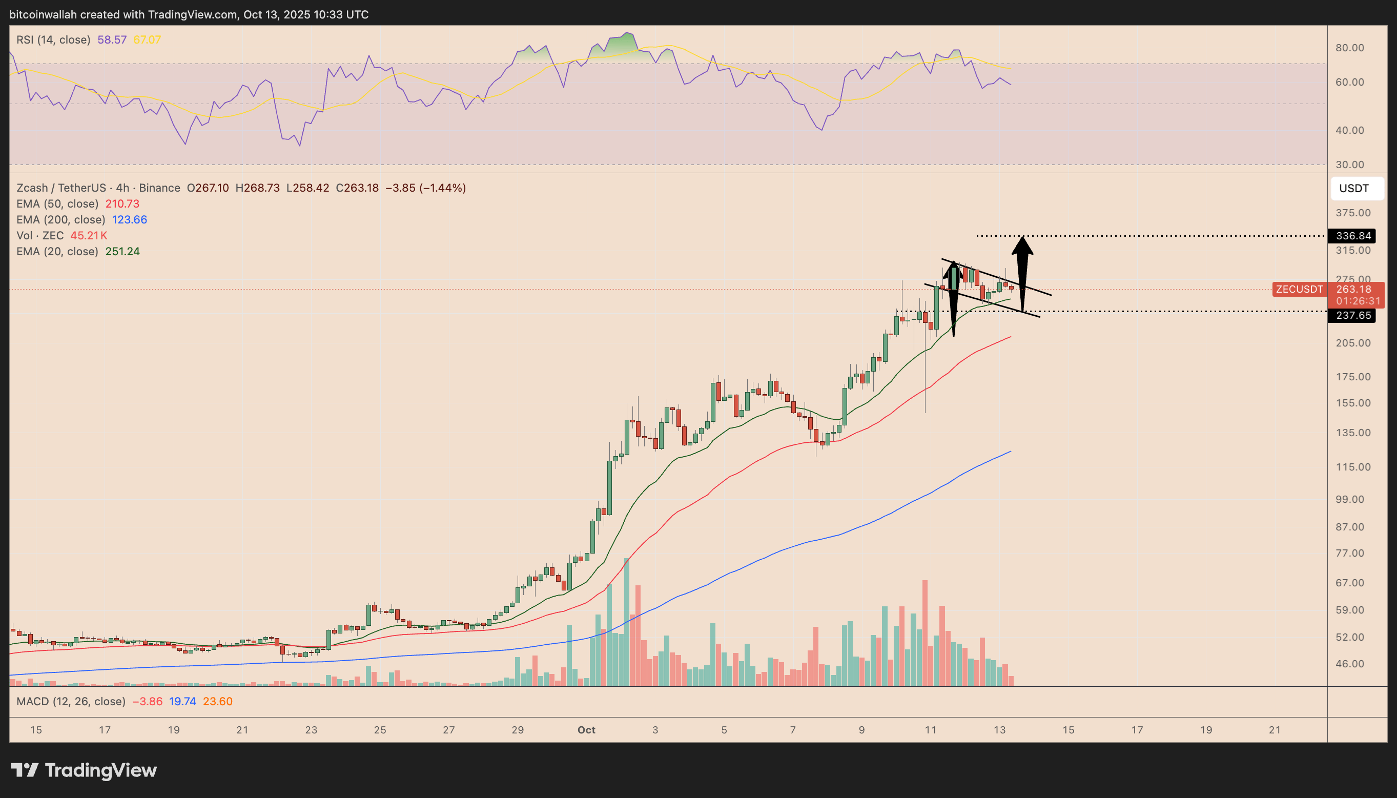 ZEC/USDT four-hour chart. Source: TradingView
