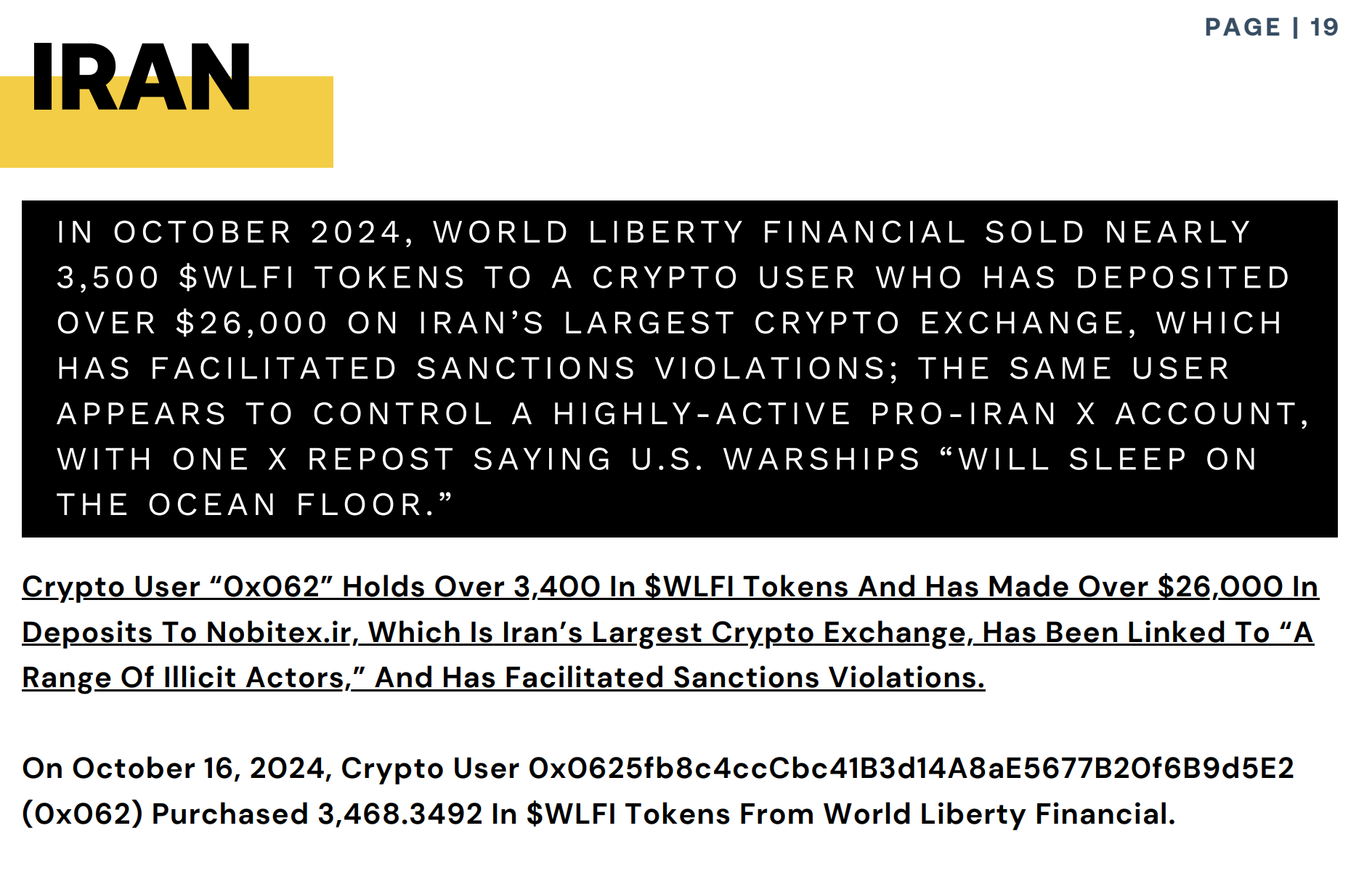 Accountable.US report claims Iranian user bought WLFI tokens. Source: Accountable.US
