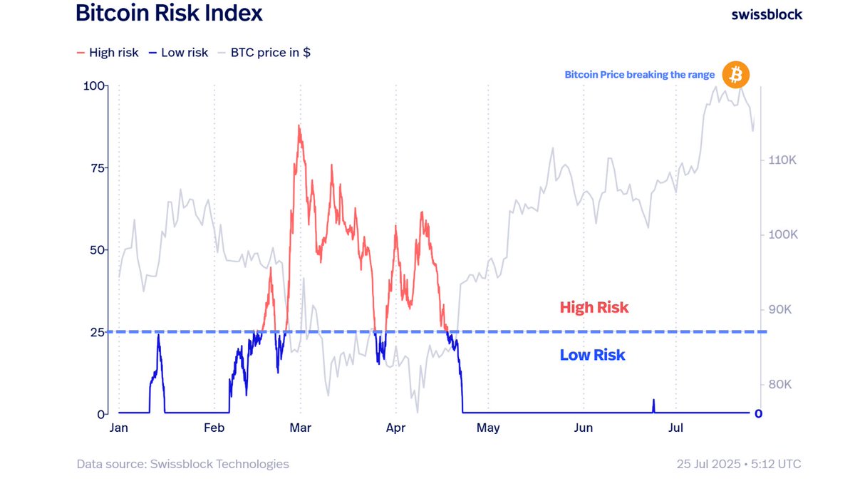 Bitcoin risk index. Source: Swissblock