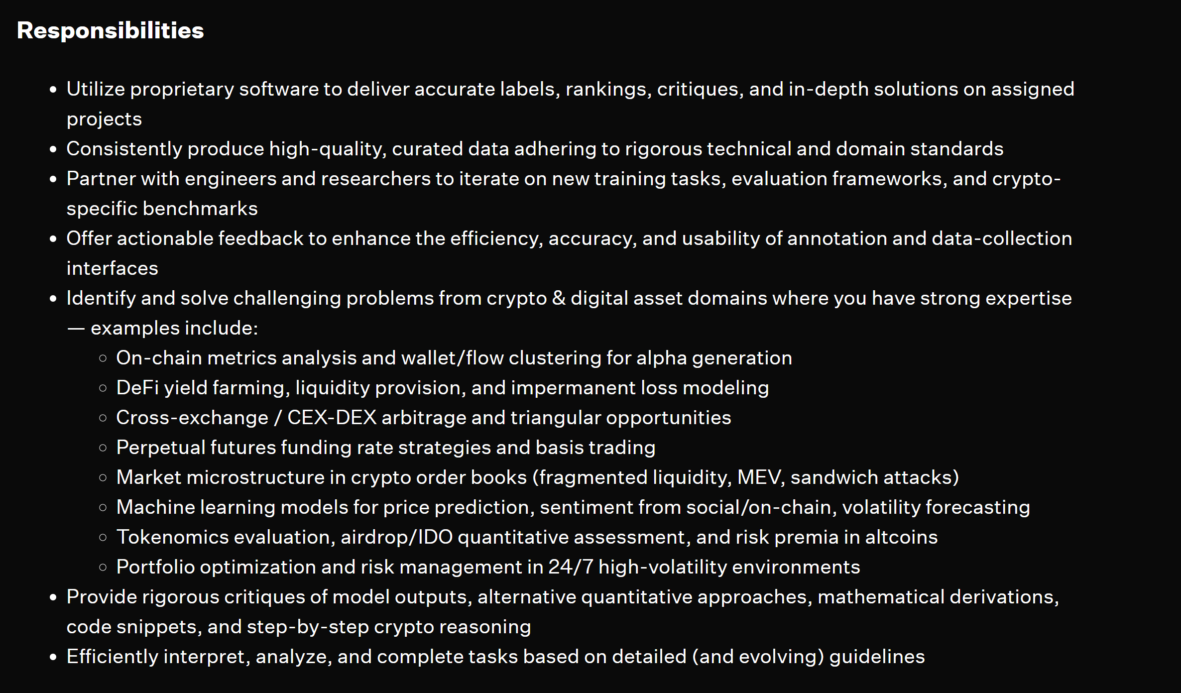 Responsibilities of the Crypto Expert role. Source: xAI/Greenhouse