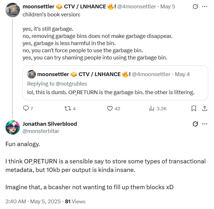 Critics of OP_RETURN limit removal. Source: moonsettler