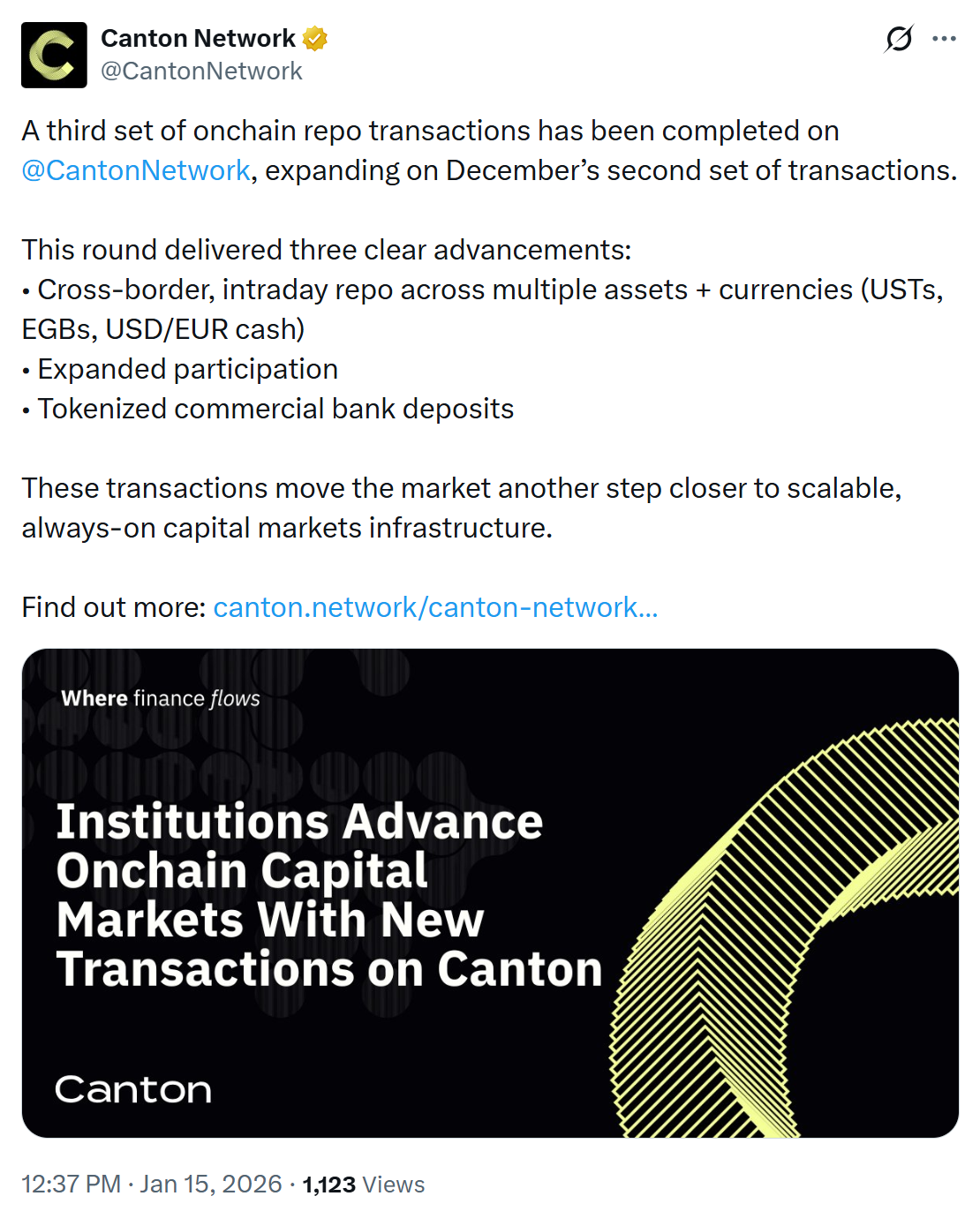 Onchain transactions on Canton. Source: Canton Network