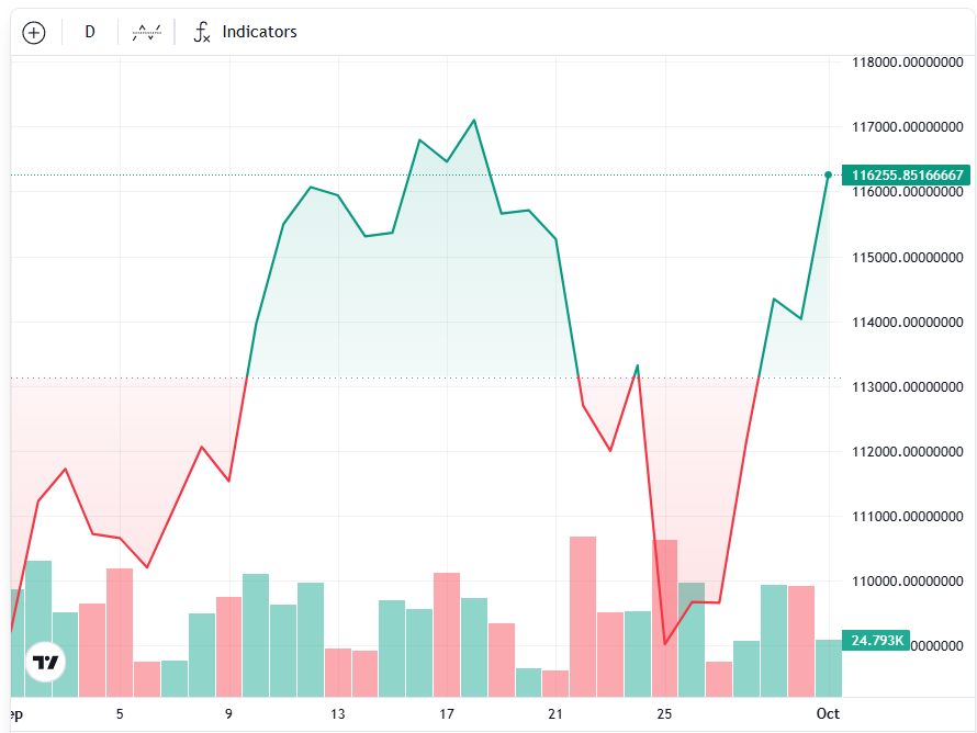 BTC/USD, one-month chart. Source: Cointelegraph