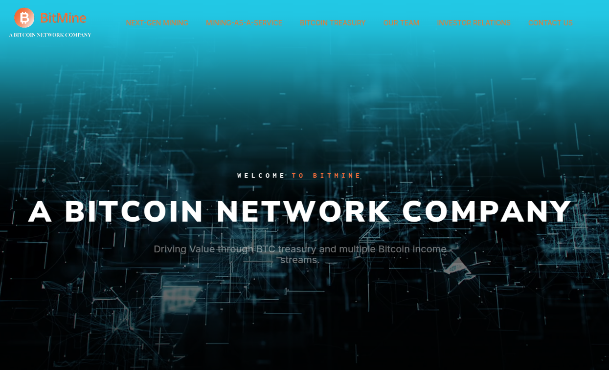 BitMine website’s homepage. Source: BitMine