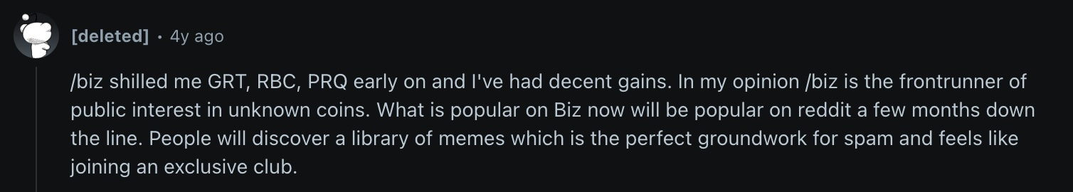 A Reddit user shares some tokens they discovered early on, thanks to /Biz/. Source: Deleted Reddit account