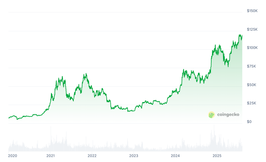 Bitcoin price chart since 2020. Source: CoinGecko