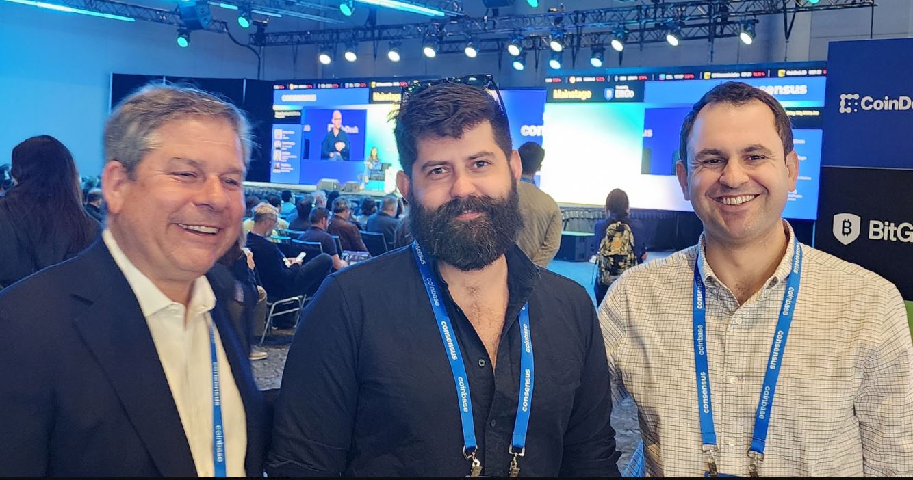 WisdomTree founder Jonathan Steinberg (left), Jason Guthrie, head of product (middle) and head of digital assets Will Peck (right). Source: Jason Guthrie