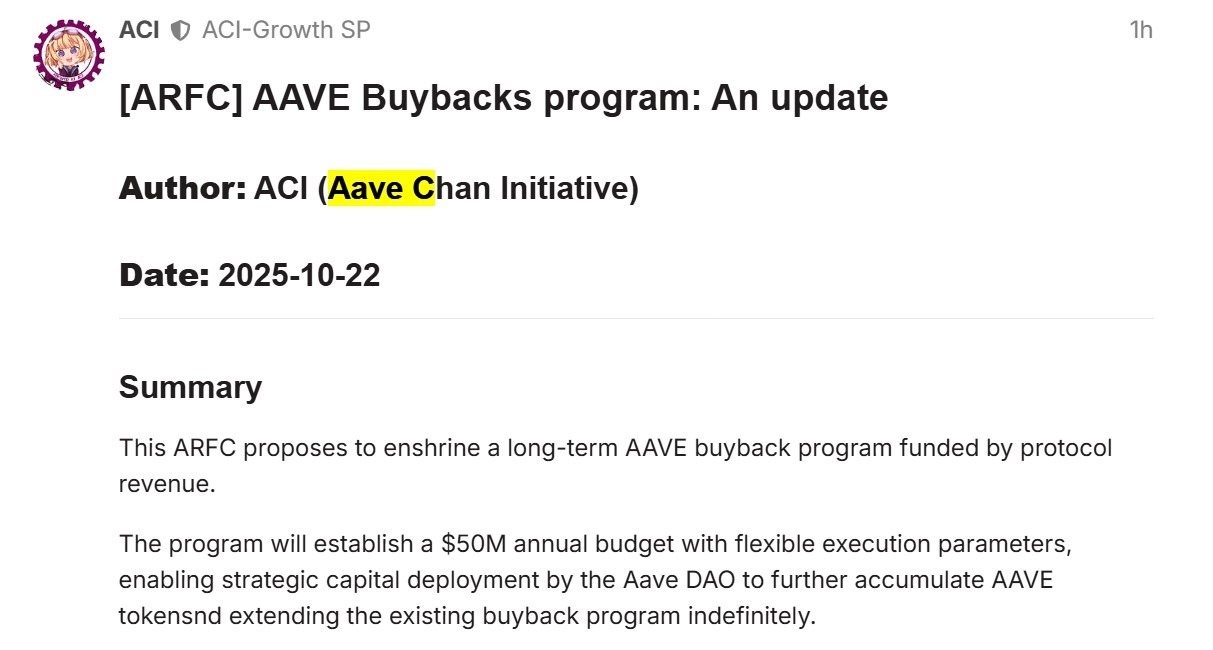 Aave buyback program proposal summary. Source: Aave governance